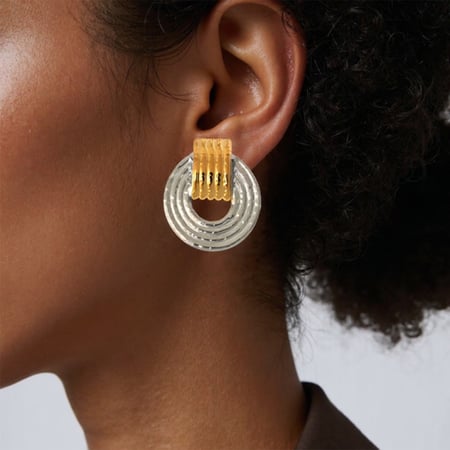 1 Paar elegante, mehrfarbige, runde Ohrstecker aus Edelstahl für Damen 2