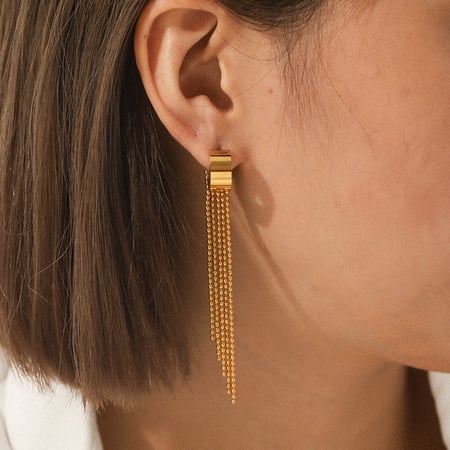 1 Pair Simple Daily Tassel Stainless Steel   Gold Color  Women's Drop Earrings 2