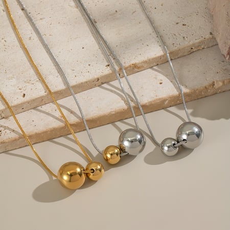 Collana con ciondolo a sfera in acciaio inossidabile da 1 pezzo 2