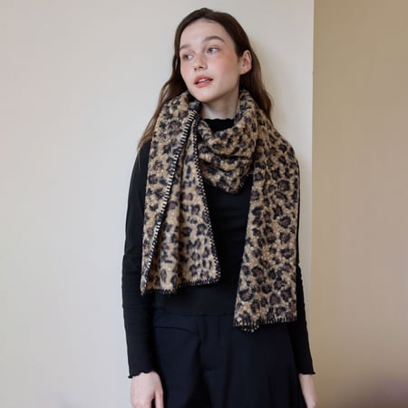 1 Stück Retro Leopardenmuster Polyester Damen Winterschals 2