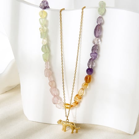 1 Set Romantic Series Natural Stones Gold Color Necklaces Set 2