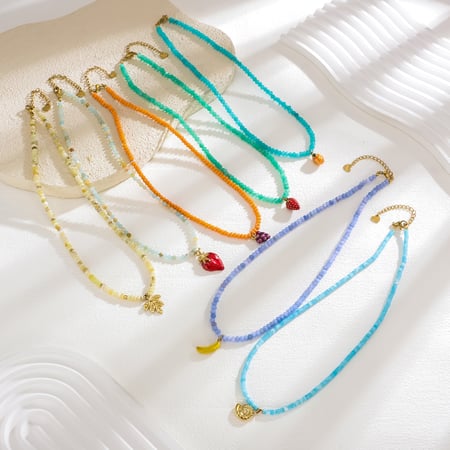1 Piece Polychrome Sweet Fruit Natural Stones Women's Beaded Necklaces 2