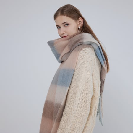 1 Stück Elegante karierte Polyester-Winterschals für Damen