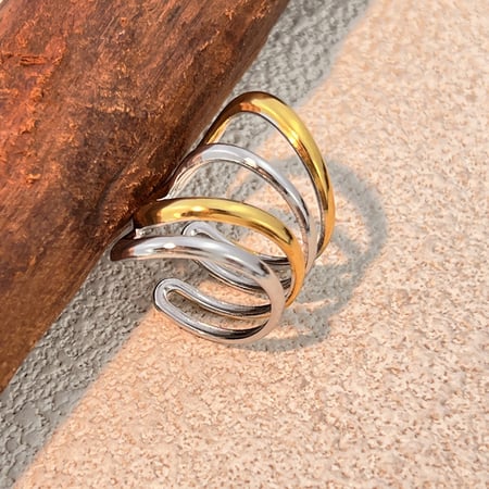 Bague minimaliste en acier inoxydable de couleurs mélangées, 1 pièce