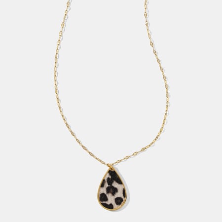 Droplet Leopard Print Stainless Steel Pendant Necklace