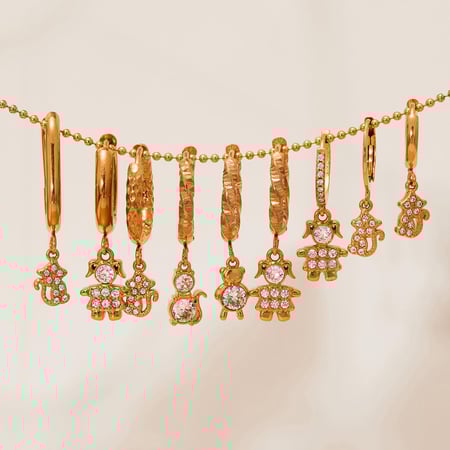 1 par de pendientes colgantes de mono de acero inoxidable con circonitas doradas para mujer