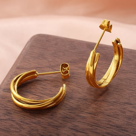 1 paio di orecchini a cerchio in acciaio inossidabile color oro 2
