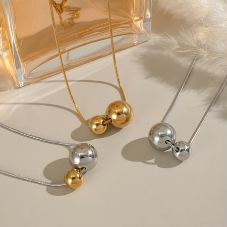Collana con ciondolo a sfera in acciaio inossidabile da 1 pezzo