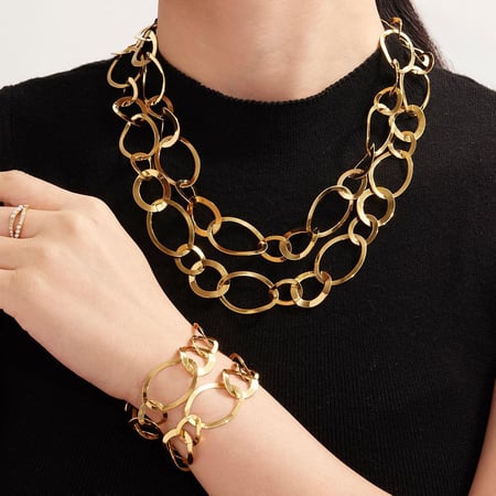 Irregular Oval Shape Stainless Steel Gold Color Women's Jewelry Sets 2