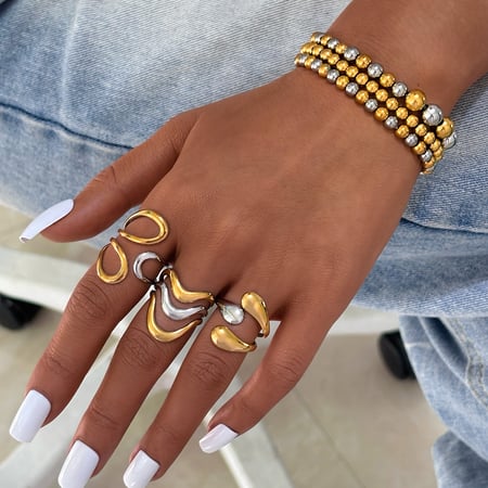 Bague simple et irrégulière en acier inoxydable couleur or pour femme