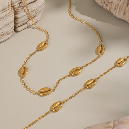 Conjuntos de joyas casuales de acero inoxidable color dorado para mujer