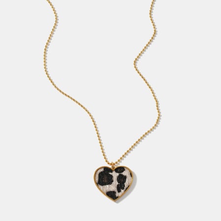 Leopard Print Heart Stainless Steel Pendant Necklace 2