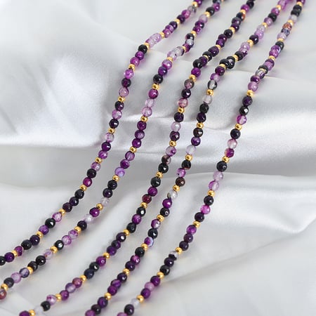 1 pezzo elegante collana di perline in agata color oro in acciaio inossidabile da donna