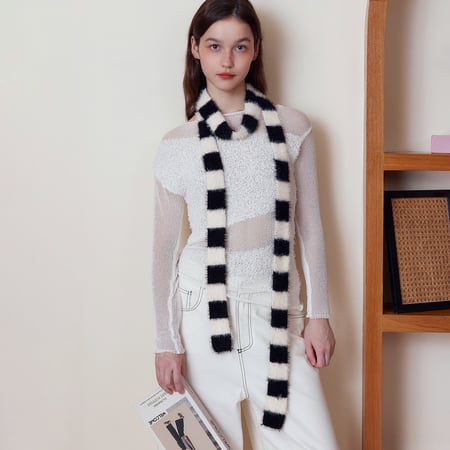 Sciarpa invernale da donna in nylon a righe di Lathy, 1 pezzo