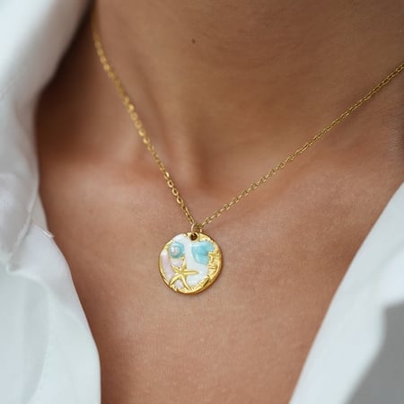 1 stuk Oceanic Circle roestvrij staal goudkleurige dames hanger kettingen 2