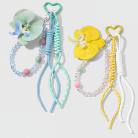 1 pieza de dije para bolso con cadena de cuentas de flores dulces 2