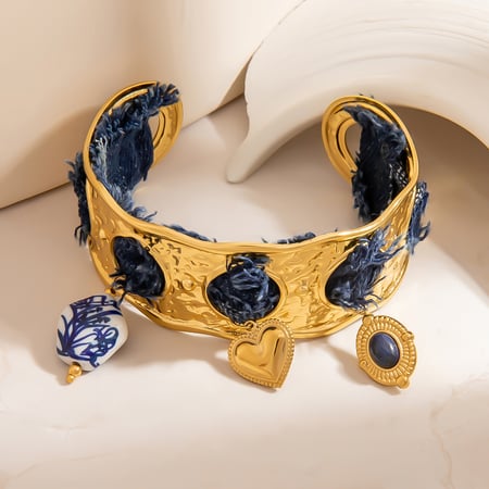 1 Stück Elegante Edelstahl-Armbänder mit Natursteinen für Damen 2