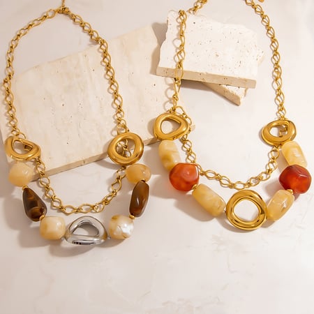 Collar clásico de cuentas de resina de 1 pieza