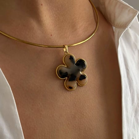 1 Piece Leopard Resin Heart Gold Color Choker
