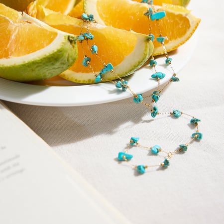 Bracelet en perles de calaïte pour femme, 1 pièce, en acier inoxydable, couleur or
