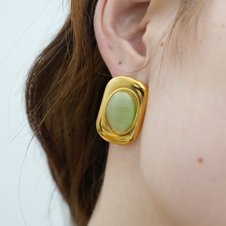 1 paar elegante rechthoekige oorbellen van roestvrij staal in goudkleur voor dames