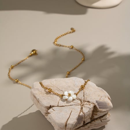 1 Piece Shell Flower Stainless Steel Gold Color Charm Necklace