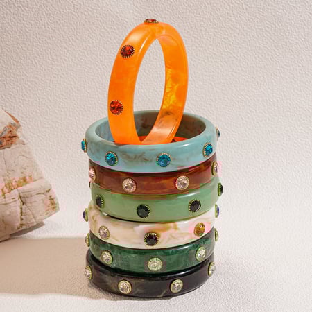 Bracelet jonc rétro en acrylique dégradé de couleurs, 1 pièce 2