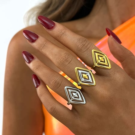 Anillos llamativos de acero inoxidable para mujer, de líneas informales y serie simple, de 1 pieza 2