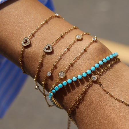 Braccialetti a catena da donna in acciaio inossidabile color oro con cuore di lusso, 1 pezzo