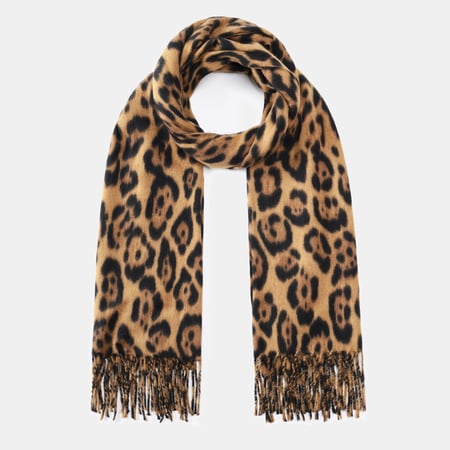 Bufandas de invierno para mujer de rayón con estampado de leopardo de uso diario, 1 pieza 2