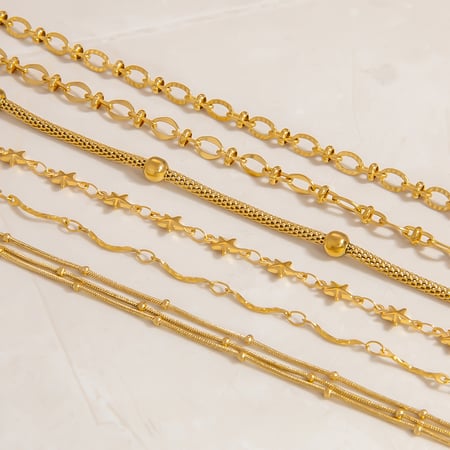 1 Stück einfache Kette Edelstahl Gold Farbe Damen Kettenarmbänder