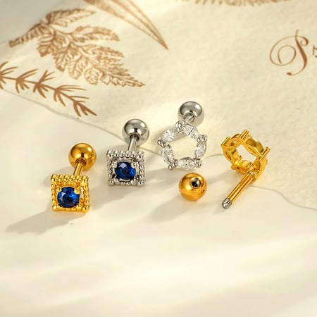 1 Stück Herz Stern Kupfer Gold Farbe Zirkon Piercing Ohrring