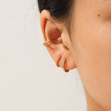 1 set di orecchini a cerchio in acciaio inossidabile color oro 2