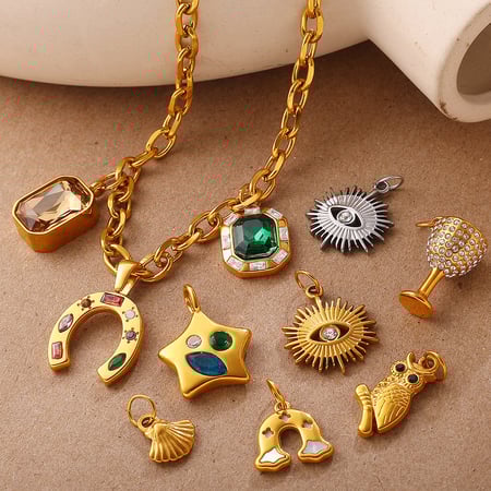 1 pieza de colgante DIY de acero inoxidable de color dorado