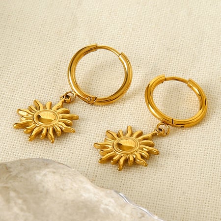 1 par de pendientes de aro clásicos retro de acero inoxidable color dorado para mujer