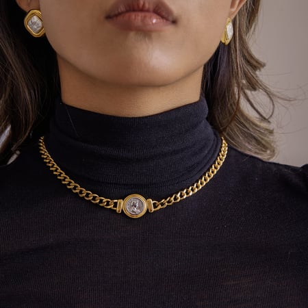 1 Stück einfache Figur Gold & Silber Farben Edelstahl Damen Kette Halsketten 2