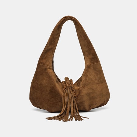Bolso de hombro étnico informal con borlas de ante sintético para mujer, 1 pieza 2