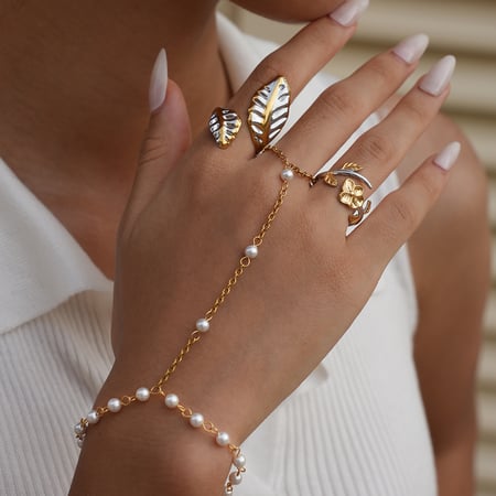 Ensemble de bijoux pour femme en acier inoxydable, motif fleur, feuille et plante, style rétro simple, 1 pièce 2