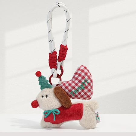 1 Stück Weihnachtsserie Welpen Polyesterfaser Damen Taschenanhänger 2