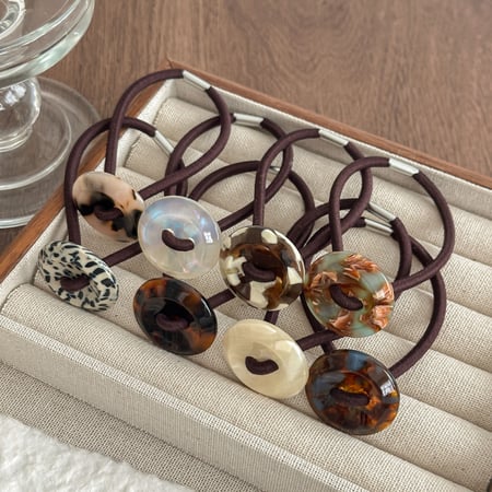 1 élastique à cheveux simple et décontracté en acier inoxydable pour femme, motif léopard, dégradé de couleurs 2