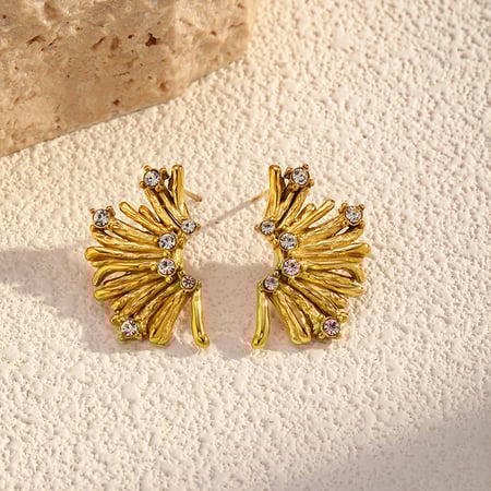 1 paire de boucles d&#39;oreilles à tige en acier inoxydable de forme irrégulière, couleur or 2