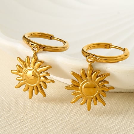 1 par de pendientes de aro clásicos retro de acero inoxidable color dorado para mujer 2