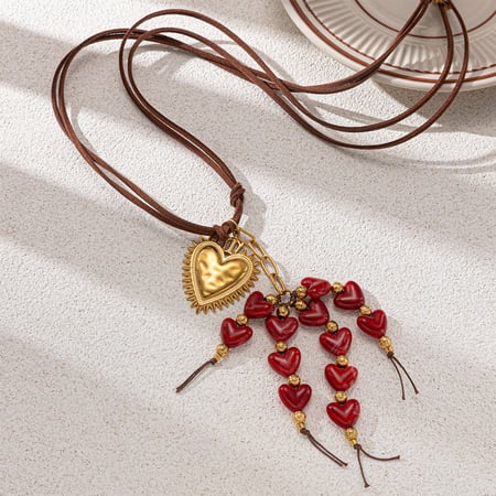 1 Piece Heart Acrylic Gold Color Long Necklace 2