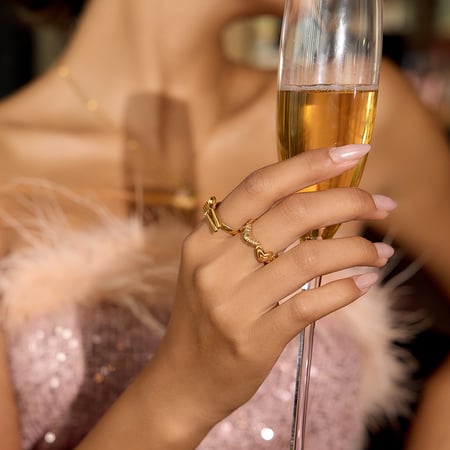 1 stuk designbare croissant roestvrij staal goudkleurige statement ringen