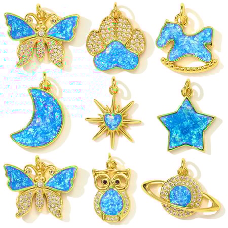 1 Piece Romantic Opal Moon Stainless Steel Gold Color Women's Pendants 2