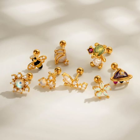 1 boucle d&#39;oreille piercing en zircon couleur cuivre or 2