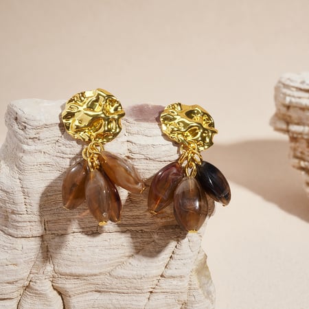 1 paire de boucles d&#39;oreilles pendantes rétro en perles de résine 2