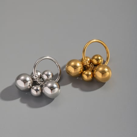 Anello con perline in acciaio inossidabile color oro da 1 pezzo 2