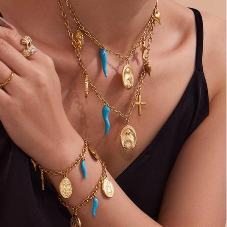 Luxe serie Retro Madonna roestvrij staal goudkleurige dames sieraden sets 2