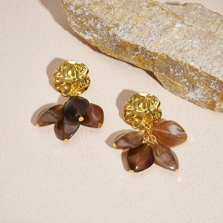 1 paire de boucles d&#39;oreilles pendantes rétro en perles de résine